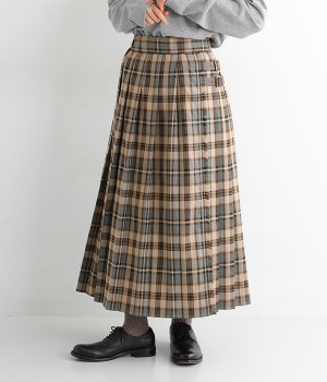 キルトプリーツスカート(ベージュ-ONESIZE)