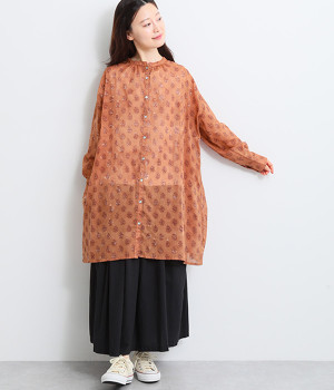 コモンブルーム前開きチュニック(レッド-ONESIZE)