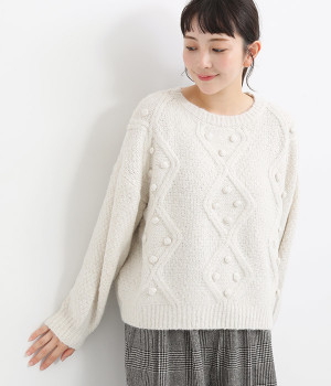 メランジェヤーンプルオーバー(アイボリー-ONESIZE)