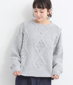 メランジェヤーンプルオーバー(グレー-ONESIZE)