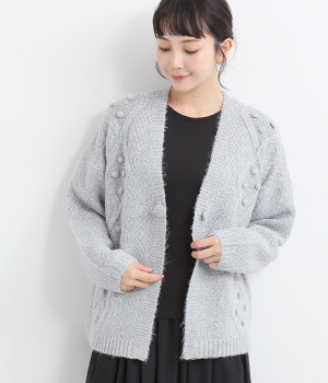 メランジェヤーンカーディガン(グレー-ONESIZE)