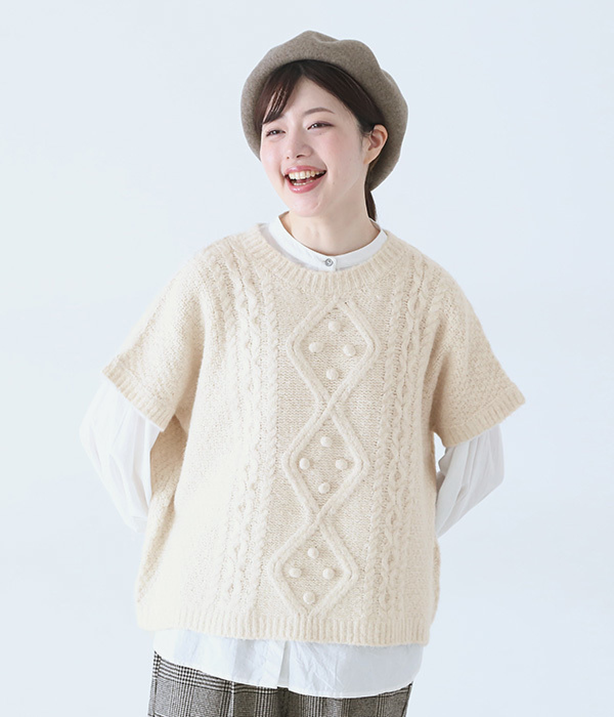 メランジェヤーンベスト(アイボリー-ONESIZE)