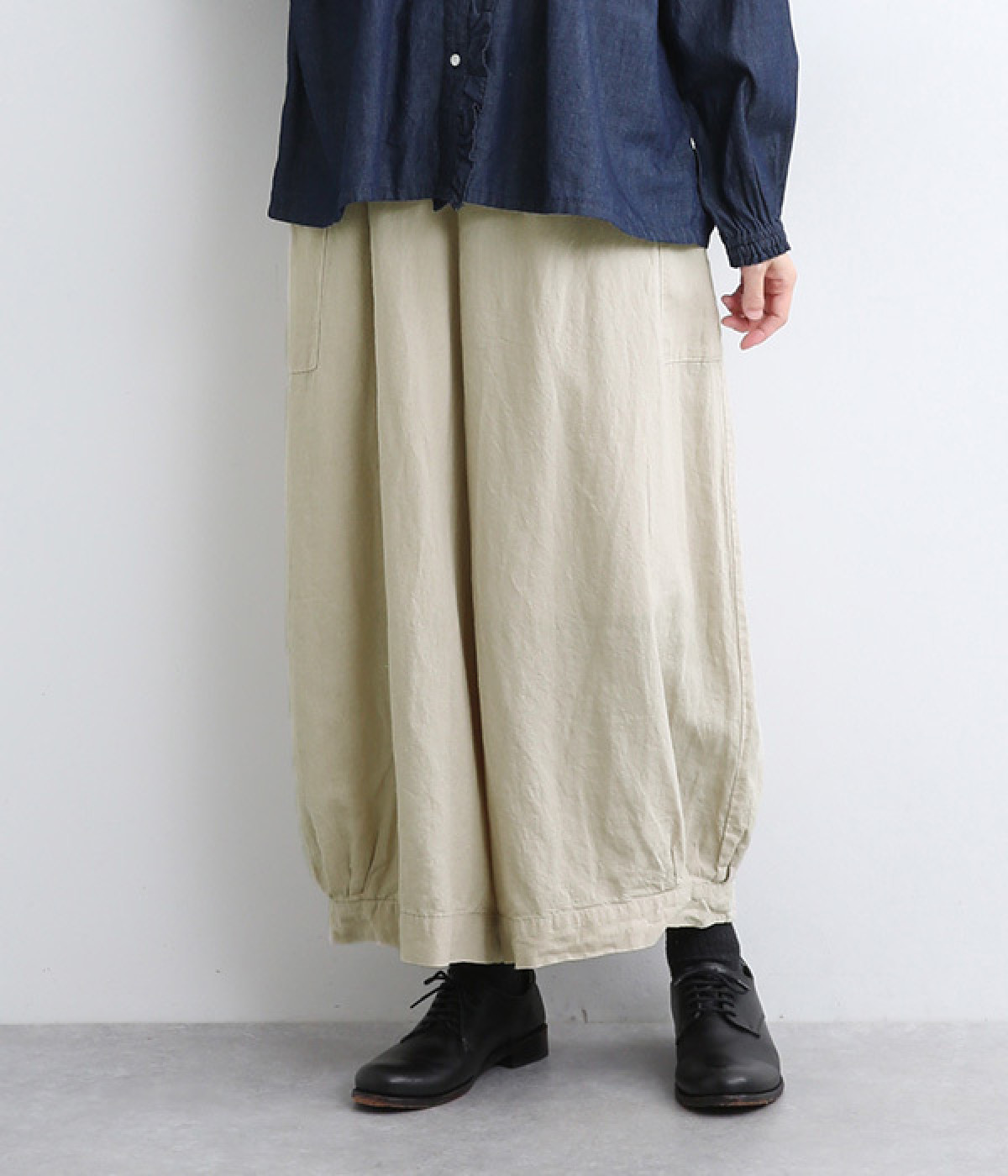 フラテスタックパンツ(ベージュ-ONESIZE)