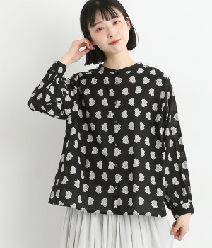 コモンスタンプ前開き長袖プルオーバー(ブラック-ONESIZE)