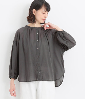 ウィンドギャザーブラウス(ダークグレー-ONESIZE)
