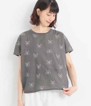 刺繍ラインキャッツプルオーバー(グレー-ONESIZE)