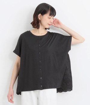 タックレース前開きプルオーバー(ブラック-ONESIZE)