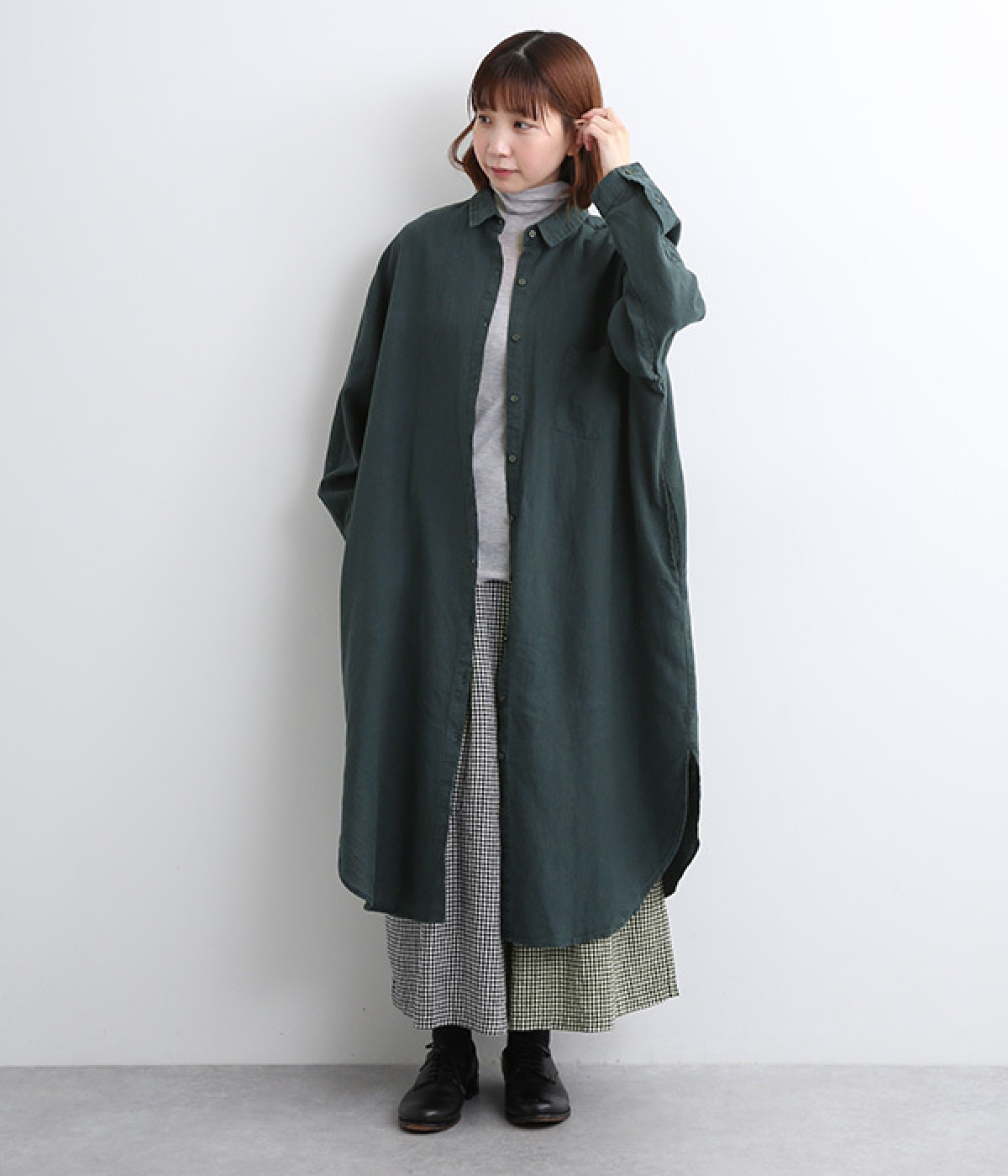 フラテスシャツワンピース(ネイビー-ONESIZE)