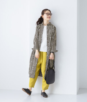 ストライプシャツワンピース(ブラック-ONESIZE)