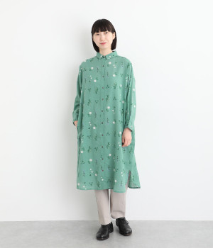 フラワーレーンシャツワンピース(ミント-ONESIZE)