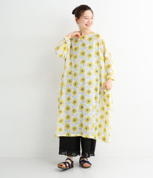 サークルフラワーバルーンワンピース(アイボリー-ONESIZE)