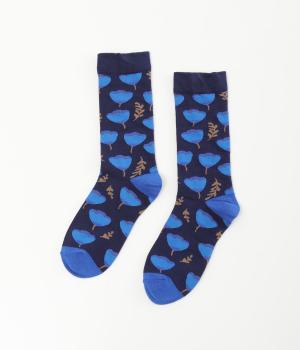 ベルフラワー ジャカードソックス(ネイビー-F)