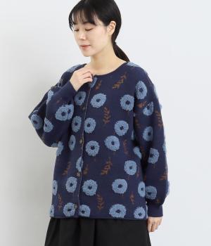フラッフィーフラワー ジャカードブルゾン(ネイビー-F)