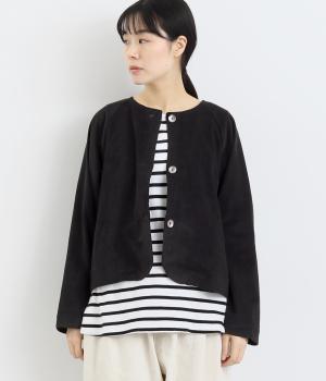 コーデュロイ無地 ジャケット(ブラック-F)