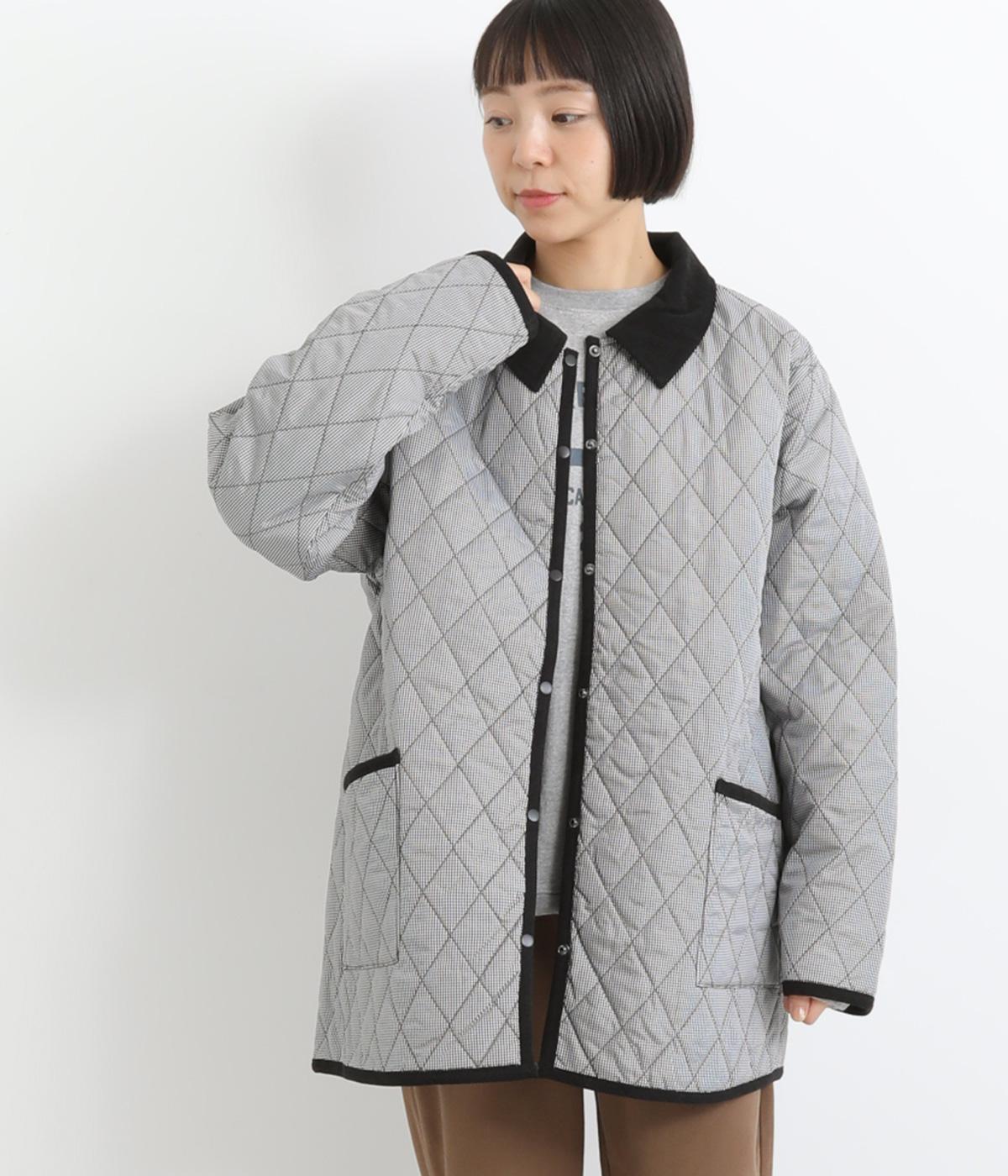 ダイヤチェック 襟付ジャケット(ブラック-F)