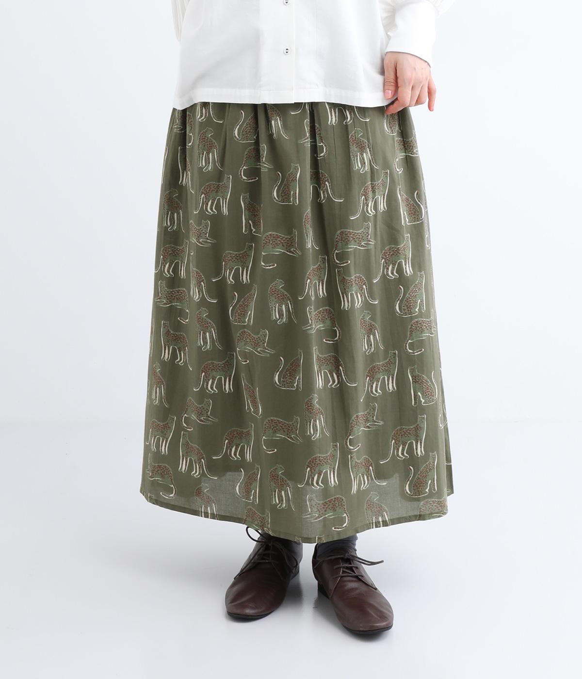 ヒョウ スカート(グリーン-ONESIZE)