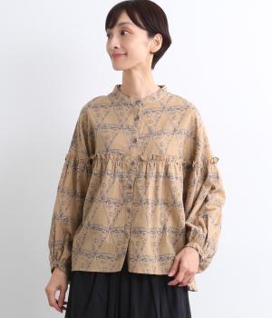 ピザ フリルブラウス(ベージュ-F)