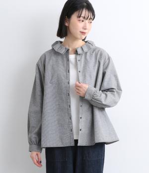 ブロカント フリル襟ブラウス(グレイ-F)