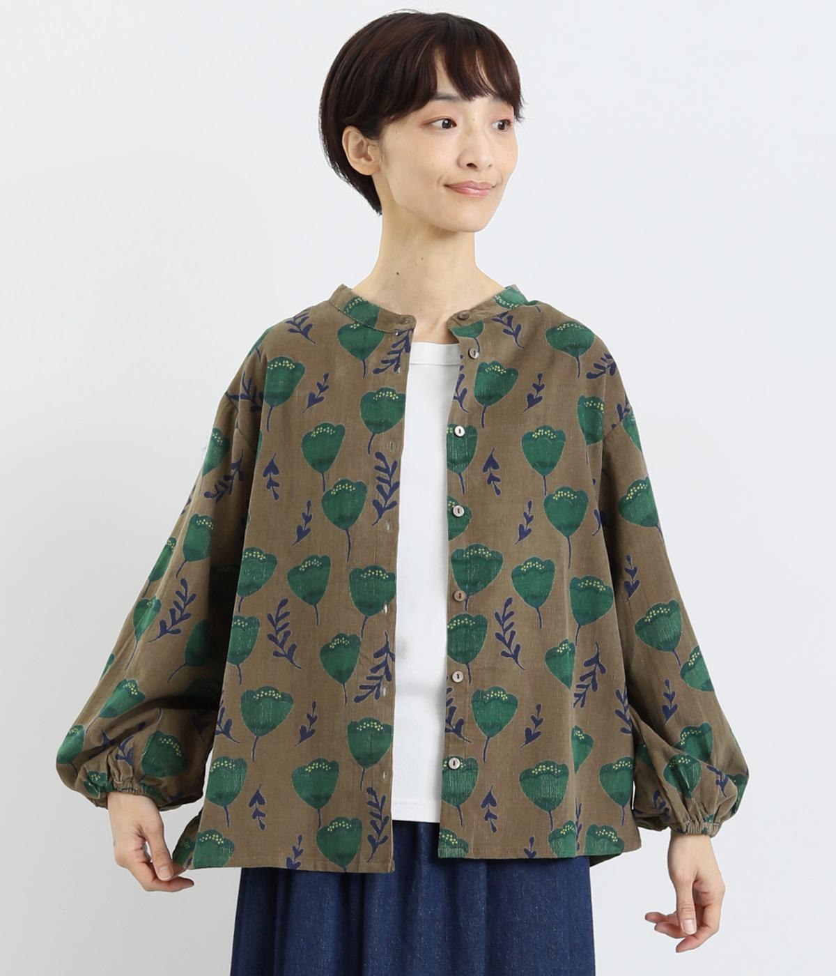 ベルフラワー 前開きプルオーバー(ブラウン-F)