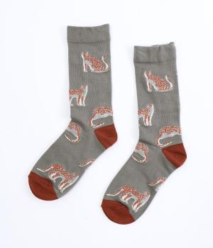 ヒョウ ジャカードソックス(グレイ-F)