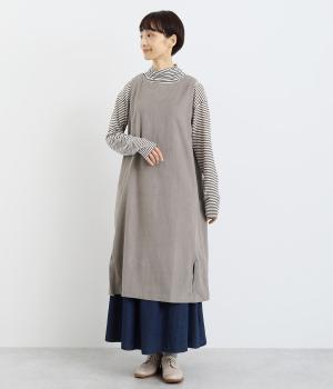 コーデュロイ無地 2wayジャンパースカート(ベージュ-F)