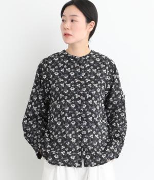 アイビーフラワー前開き長袖プルオーバー(ブラック-F)