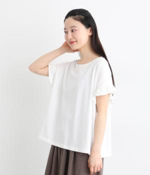 カットルックフリル袖プルオーバー(アイボリー-F)