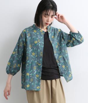 スクレフラワー前開きプルオーバー(グリーン-F)