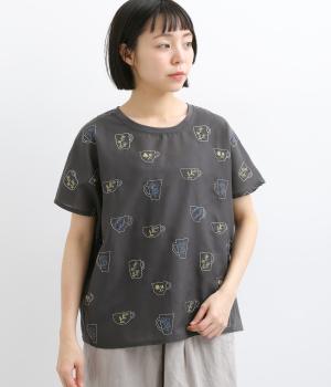 刺繍プルオーバーフラワーカップ(グレイ-F)