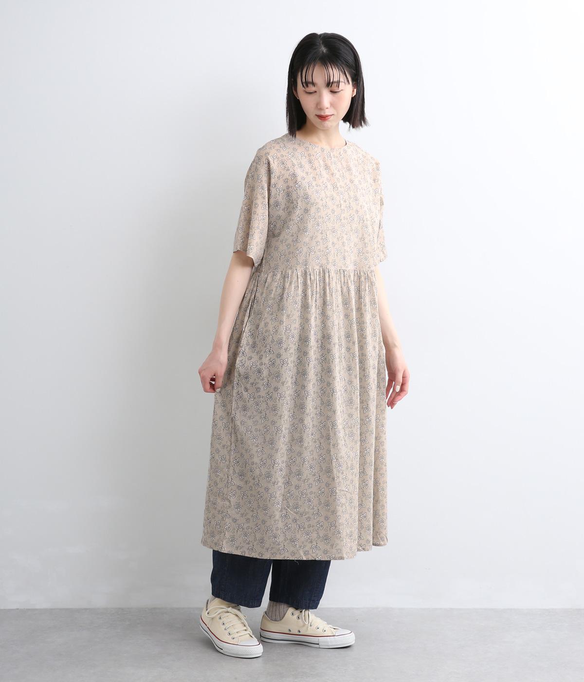 アイビーフラワー半袖2wayワンピース(ベージュ-F)