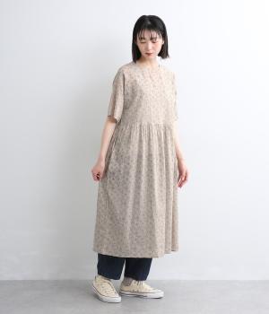 アイビーフラワー半袖2wayワンピース(ベージュ-F)