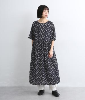 アイビーフラワー半袖2wayワンピース(ブラック-F)