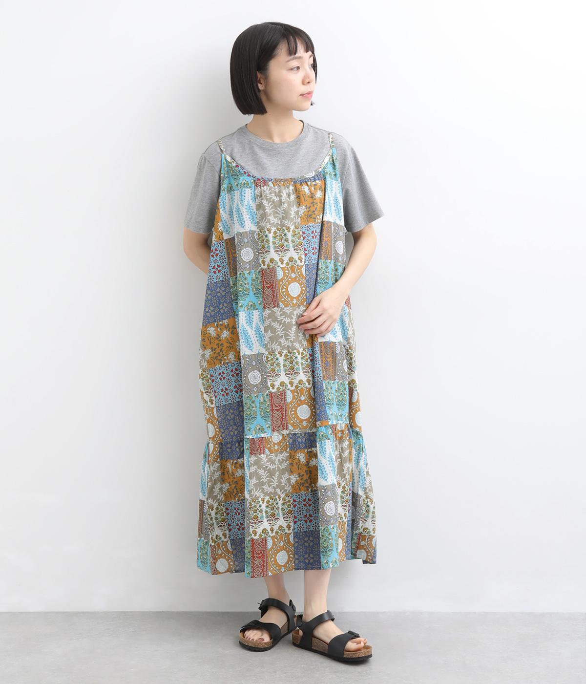 パッチワークキャミソールワンピース(ベージュ-F)