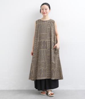 ストライプノースリーブワンピース