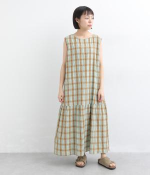 シーサイドチェックノースリーブワンピース(ミント-F)