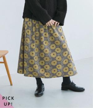 クッキア花柄コーデュロイスカート