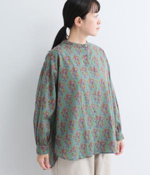 ハナユイ草花模様チュニックブラウス(ブルー-F)