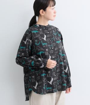 ネコノニワ　チュニックシャツ(ダークグレー-F)