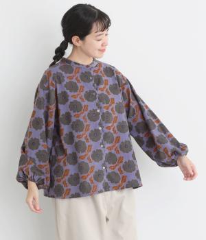 クッキア花柄コーデュロイ前開きプルオーバー（パープル・F）