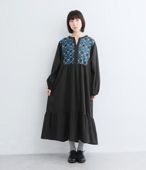 アーデンクラシカル柄ドッキングワンピース(ブラック-F)