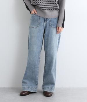 デニムウエストゴムワイドパンツ