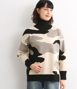 カモフラージュ柄ニット