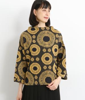 ジャカードサークルカットソー(ベージュ-F)