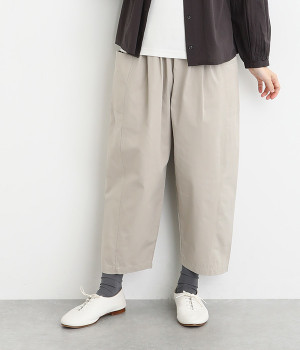 コットン脇パッチポケットコクーンワイドパンツ(ベージュ-ONESIZE)