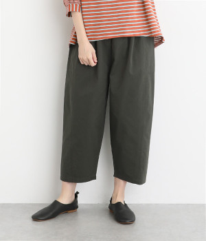 コットン脇パッチポケットコクーンワイドパンツ(カーキ-ONESIZE)