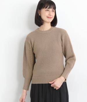 ケーブルスリーブニットプルオーバー(ベージュ-F)