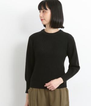 ケーブルスリーブニットプルオーバー(ブラック-F)