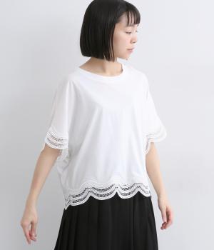 接触冷感袖裾フリルプルオーバー(ホワイト-F)