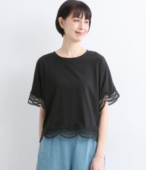 接触冷感袖裾フリルプルオーバー(ブラック-F)