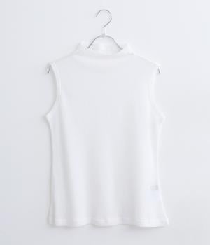 コットンメッシュハイネックノースリーブ